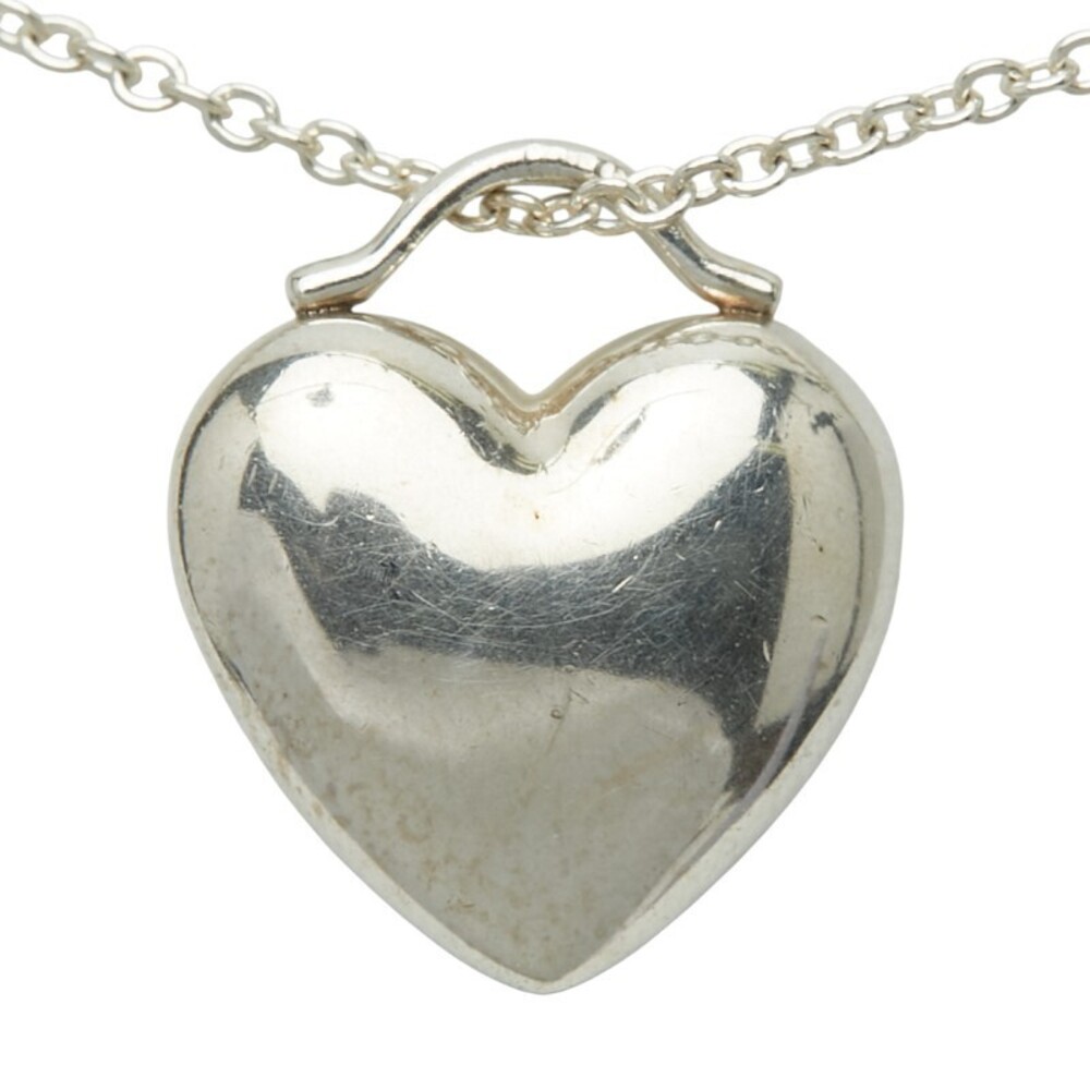Tiffany Co Heart Motif Necklace Silver